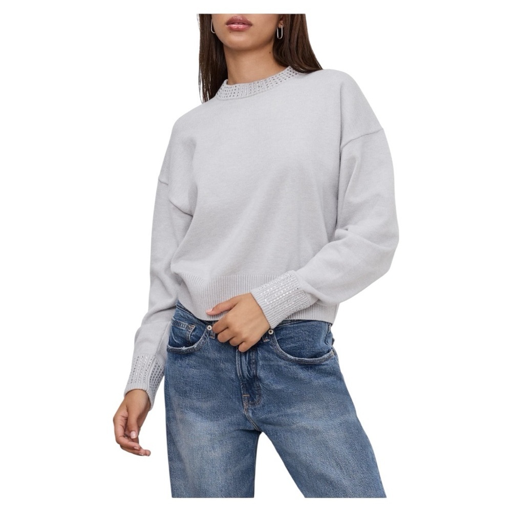 NWT Good American Crystal Crewneck Sweater